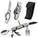 Campactive 6 in1, Posate Da Campeggio Pieghevole Posate In Eco Pelle Con Tasche | Apribottiglie Cavatappi - Foto miniatura 1