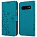 Custodia Compatibile Con Samsung Galaxy S10 5g In Blu Fiore - Coperchio Protettivo In Design Floreale Con Chiusura Magnetica, Funzione Stand E Slot Per Carte - Foto miniatura 10
