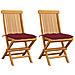 Sedie da Giardino con Cuscini Rosso Vino 2 pz Massello di Teak - Foto miniatura 1