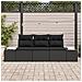 Set Divano da Giardino a 3 pezzi con Cuscini Nero Polyrattan - Foto miniatura 3