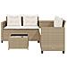 Divano da Giardino con Tavolo e Cuscini a L Beige in Polyrattan - Foto miniatura 4