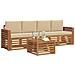 Set divani Naturale e Beige Legno di Acacia Massello - Foto miniatura 3