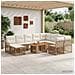 Set Divano da Giardino 11 pz Naturale e Bianco Crema polyrattan - Foto miniatura 9