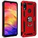 Cover Xiaomi Redmi Note 7 Bi-materia Rigida Morbida Anello Magnetico Stand Rosso - Foto miniatura 1