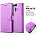 Custodia Compatibile Con Huawei P9 In Violetta Ametista - Coperchio Protettiva Con Chiusura Magnetica, Funzione Stand E Tasca Per Le Carte - Foto miniatura 3
