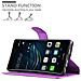 Custodia Compatibile Con Huawei P9 In Violetta Ametista - Coperchio Protettiva Con Chiusura Magnetica, Funzione Stand E Tasca Per Le Carte - Foto miniatura 8