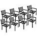 Set Di 8 Sedie In Alluminio Antracite - Textilene Grigio - Foto miniatura 1