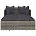 Lettino Con Cuscini Grigio 182x118x63 Cm In Polyrattan - Foto miniatura 2