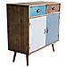 Mobiletto In Legno Con 2 Cassetti E 2 Ante Colorati 80x35xh83 Cm Surry - Foto miniatura 3