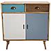 Mobiletto In Legno Con 2 Cassetti E 2 Ante Colorati 80x35xh83 Cm Surry - Foto miniatura 1