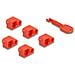 20929 Clip Sicura Bloccaporte + Chiave Rj-45 Rosso Plastica 11 Pz - Foto miniatura 1