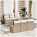 Set di divani da giardino  7 pezzi con cuscini Beige Polyrattan Acacia, Divano da giardino a 2 posti  con cuscini Beige Polyrattan - Foto miniatura 2