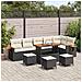 Set di Sofà da Giardino  in 10 pezzi con Cuscini Nero Polyrattan Acacia, Set di Pranzo da Giardino  in 4 pezzi con Cuscini Nero Polyrattan Acacia - Foto miniatura 2