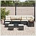 Set di Sofà da Giardino  in 10 pezzi con Cuscini Nero Polyrattan Acacia, Set di Pranzo da Giardino  in 4 pezzi con Cuscini Nero Polyrattan Acacia - Foto miniatura 3