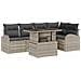 Set Divano da Giardino 6 Pezzi con Cuscini Grigio Chiaro Polyrattan - Foto miniatura 1