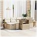 Set Divano da Giardino in 7 Pezzi con Cuscini Rattan Poliestere Beige,  Divano da Giardino a 2 Posti con Ripostiglio e Cuscini Rattan Poliestere Beige - Foto miniatura 2
