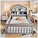 Letto Per Bambini 90x200cm, Con Vano Contenitore, Ripiani, Guida Per Quadri, Guida Di Sicurezza E Porta, Struttura In Legno Massiccio, Con Rete A Doghe, Grigio - Foto miniatura 2
