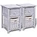 Comodini Shabby Chic 2 Pezzi Bianchi In Legno - Foto miniatura 2