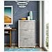 Scarpiera Dmiano, Mobile Multiuso Da Ingresso Con 5 Ante A Ribalta Armadietto Portascarpe A Doppia Profondita 67x28h183 Cm Bianco E Rovere 85205956