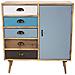 Mobiletto In Legno Con 5 Cassetti Colorati E 1 Anta Calvin - Foto miniatura 5