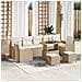 Set da Giardino da 10 Pezzi con Cuscini Beige in Rattan Polimerico e Acacia,  Divano da Giardino a 2 Posti con Ripostiglio e Cuscini Beige in Rattan Polimerico,  Set da Pranzo da Giardino da 3 Pezzi con Cuscini Beige in Rattan Polimerico e Acacia - Foto miniatura 2