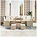 Set da Giardino da 10 Pezzi con Cuscini Beige in Rattan Polimerico e Acacia,  Divano da Giardino a 2 Posti con Ripostiglio e Cuscini Beige in Rattan Polimerico,  Set da Pranzo da Giardino da 3 Pezzi con Cuscini Beige in Rattan Polimerico e Acacia - Foto miniatura 3