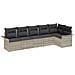 Set Divano da Giardino 6 Pezzi con Cuscini Grigio Chiaro Polyrattan - Foto miniatura 1