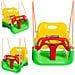 Altalena da giardino per bambini, sedia sospesa, robusta 3-in-1, seggiolino a secchiello, righe verde e giallo - Foto miniatura 4