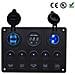 Barche Multi-funzioni Del Pannello - 5 Gang On-off Toggle Switch Panel Dual Usb 5v 2.1a Charger Led Visualizzazione Tensione 6-30v Accendisigari 12 24v Per Auto Marine Rv Truck Vehicles (blu)  - Foto miniatura 1