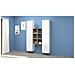 Credenza Franco, Set Da Soggiorno A 2 Ante E Ripiani, Buffet Da Soggiorno, Madia Da Cucina, 100% Made In Italy, Cm 140x30h180, Bianco Lucido E Acero - Foto miniatura 1