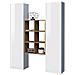 Credenza Franco, Set Da Soggiorno A 2 Ante E Ripiani, Buffet Da Soggiorno, Madia Da Cucina, 100% Made In Italy, Cm 140x30h180, Bianco Lucido E Acero - Foto miniatura 4