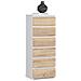 Cassettiera CL6, 6 cassetti, 40x35x109 cm, Colore Bianco e Sonoma Quercia - Foto miniatura 1