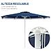 Ombrellone Da Giardino Ad Altezza Regolabile In Metallo E Poliestere, Ø292x242 Cm, Blu Scuro - Foto miniatura 4