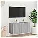 Mobile TV a Parete con Luci LED Grigio Sonoma 80x35x41 cm - Foto miniatura 9