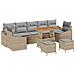 Set da Giardino da 10 Pezzi con Cuscini Beige Polyrattan Acacia,  Divano da Giardino per 2 Persone con Cuscini Beige Polyrattan,  Set da Pranzo da Giardino 3 Pezzi con Cuscini Beige Polyrattan Acacia - Foto miniatura 1