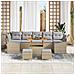 Set da Giardino da 10 Pezzi con Cuscini Beige Polyrattan Acacia,  Divano da Giardino per 2 Persone con Cuscini Beige Polyrattan,  Set da Pranzo da Giardino 3 Pezzi con Cuscini Beige Polyrattan Acacia - Foto miniatura 3