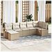 Set di divani da giardino  7 pezzi con cuscini Beige Polyrattan, Divano da giardino  2 posti con cuscini Beige Polyrattan - Foto miniatura 3
