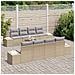 Set di divani da giardino da 7 pezzi con cuscini beige in polyrattan Acacia - Foto miniatura 3