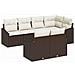 Set divano da giardino in 7 pezzi con cuscini rattan polyrattan marrone - Foto miniatura 1