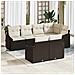 Set divano da giardino in 7 pezzi con cuscini rattan polyrattan marrone - Foto miniatura 2