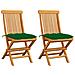 Sedie da Giardino con Cuscini Verdi 2 pz in Massello di Teak - Foto miniatura 1