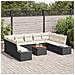 Set di Sofà da Giardino 10 Pezzi con Cuscini Nero Polyrattan Acacia - Foto miniatura 3