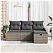 Set divano da giardino a 4 pezzi con cuscini grigio polirattan - Foto miniatura 3