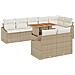 Set Divano da Giardino 9 Pezzi con Cuscini Beige Rattan Poliestere - Foto miniatura 1