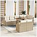 Set Divano da Giardino 9 Pezzi con Cuscini Beige Rattan Poliestere - Foto miniatura 2