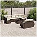 Set Divani da Giardino 10pz con Cuscini in Polyrattan Marrone - Foto miniatura 2