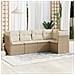 Set Divano da Giardino 5 pz con Cuscini Beige in Polyrattan - Foto miniatura 2