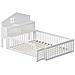 Letto Per Bambini 140x200cm, Con Contenitore, Ripiani, Guida Per Immagini, Guida Di Sicurezza E Porta, Struttura In Legno Massiccio, Con Rete A Doghe, Bianco - Foto miniatura 2
