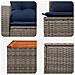 Set di divani 6 pz Grigio e Blu Navy Rattan sintetico e Acciaio - Foto miniatura 4