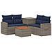 Set di divani 6 pz Grigio e Blu Navy Rattan sintetico e Acciaio - Foto miniatura 1